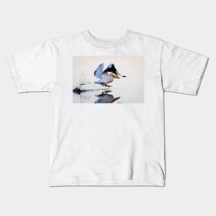 Pelican Takeoff Kicking Up Mud Kids T-Shirt